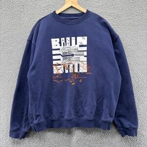 Brain Dead Tutorials Sweatshirt Mens XL Blue Crewneck Streetwear